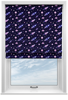 Rocket Adventure, Ultraviolet - Twist&Fit Roman Blind